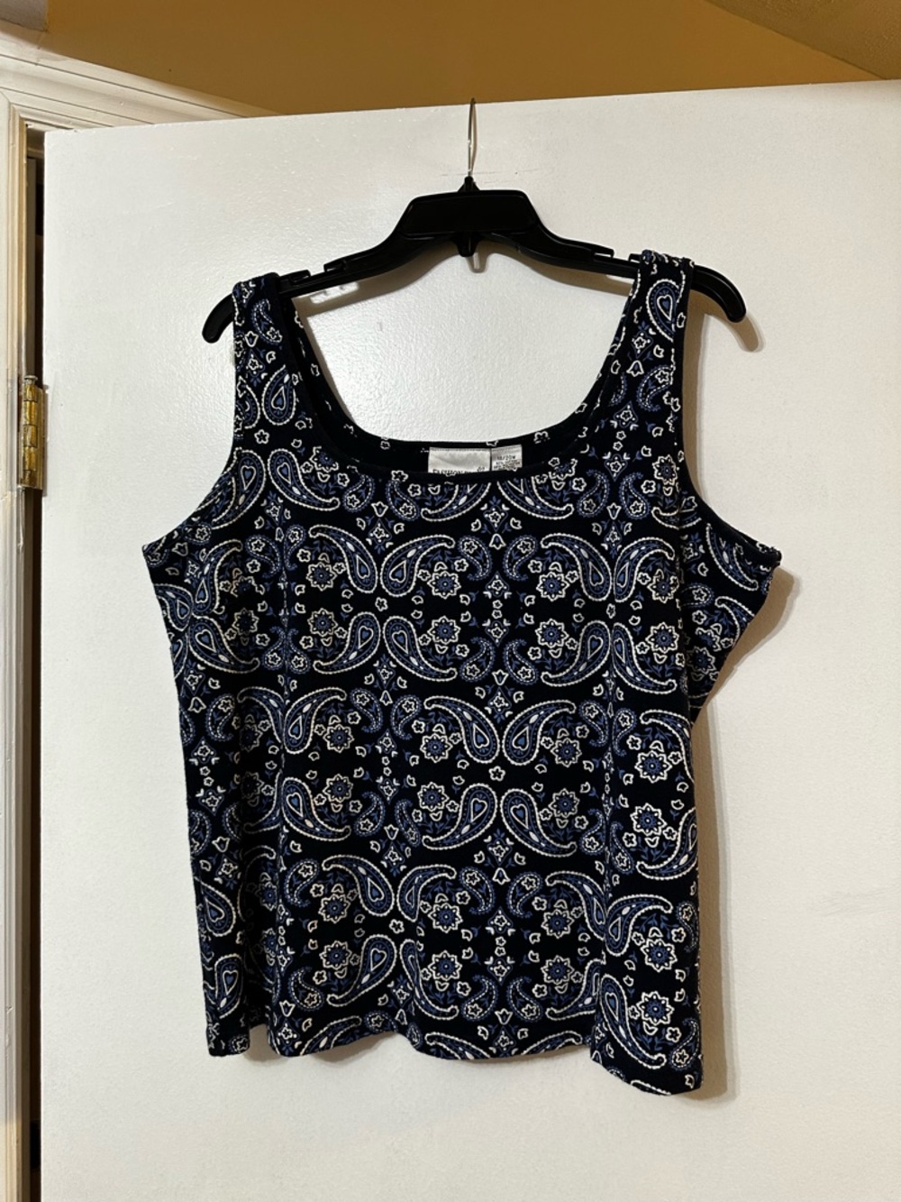 Fashion Bug Navy and White Paisley Tank Top